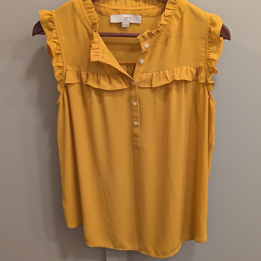 LOFT Women's Yellow Ruffle Top